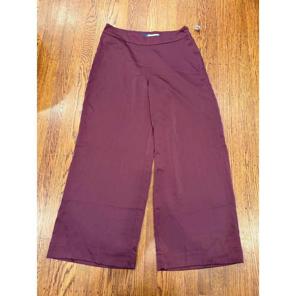 Old Navy Satin Super Wide Leg Pants Burgundy Cherry Bark 14 NWT